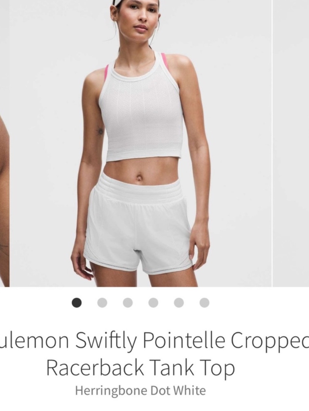 NWT Lululemon Swiftly Pointelle Cropped Tank Top Herringbone Dot White Sz 4